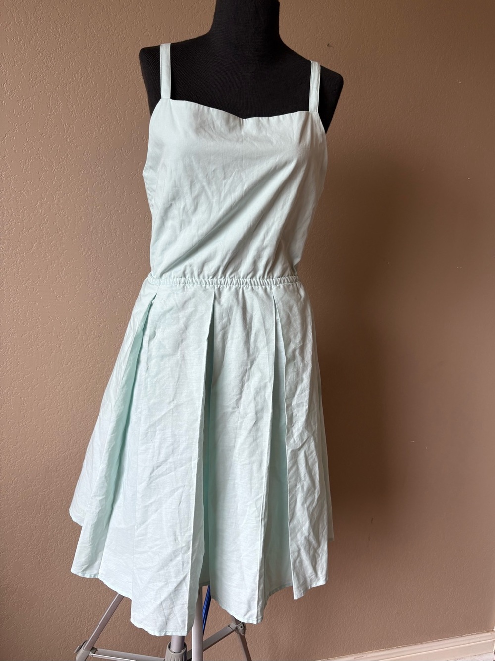 Scout Designs Dress M Cotton Sundress Pockets Adj Straps Light Blue Corset Back